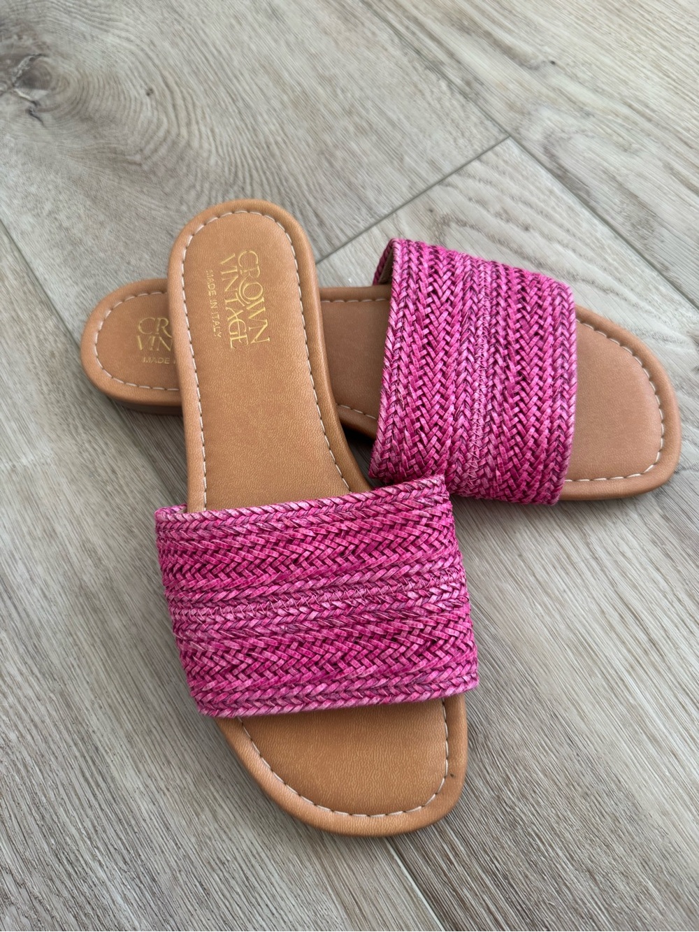 Crown Vintage Hot Pink Braided Slide Sandals